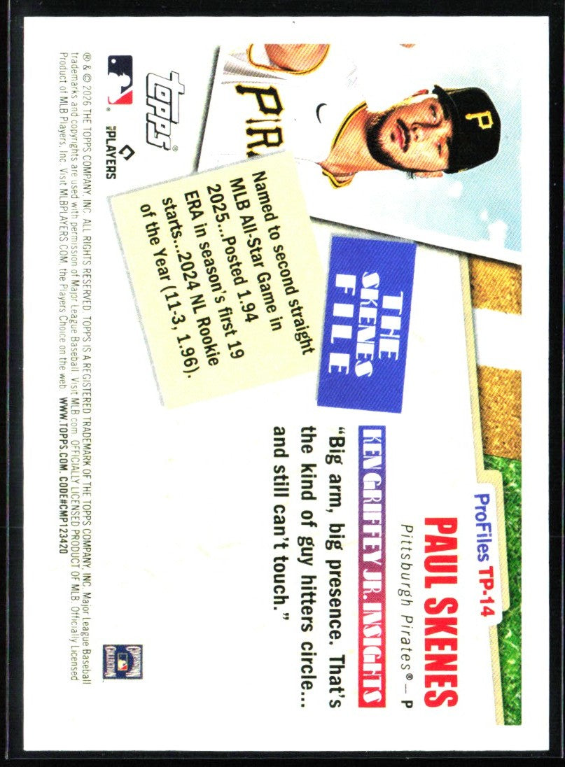 Paul Skenes 2026 Topps Profiles #TP-14 Pittsburgh Pirates