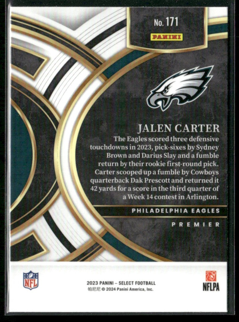 Jalen Carter 2023 Panini Select Premier RC #171 Philadelphia Eagles