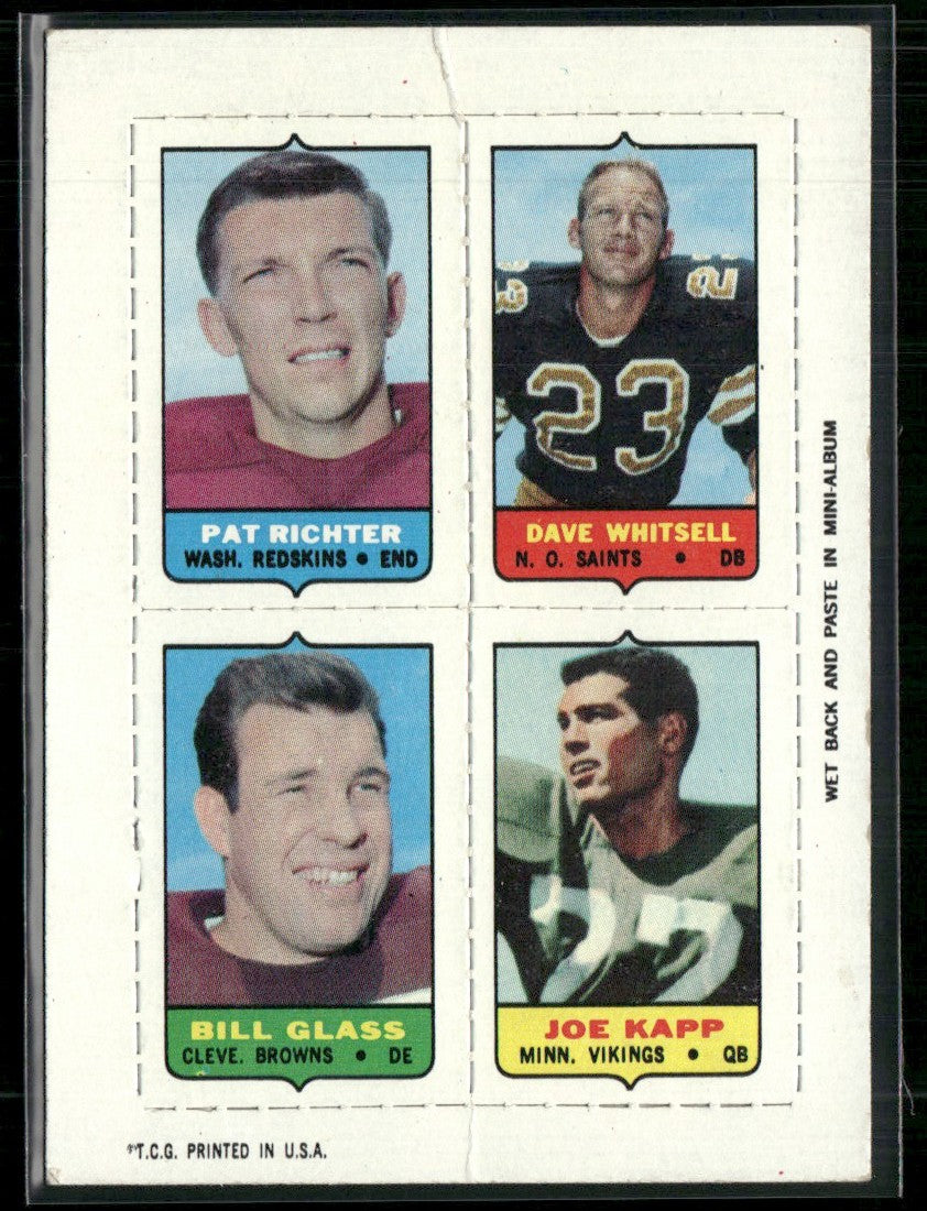 Richter, Whitsell, Glass, Kapp 1969 Topps Mini-Card Album Stickers