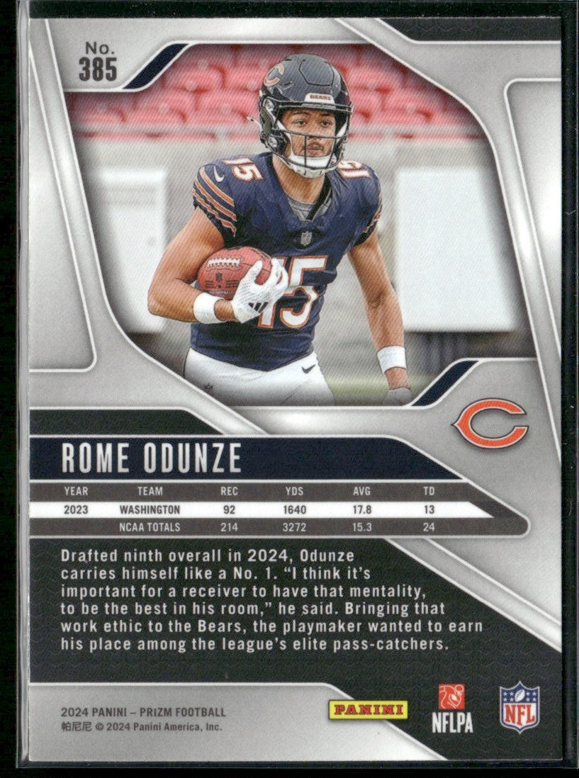 Rome Odunze 2024 Panini Prizm RC #385 Chicago Bears