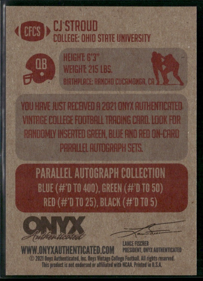 CJ Stroud 2022 Onyx Vintage College Football RC #CFCS Ohio State Buckeyes