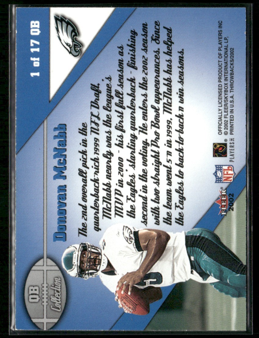 Donovan McNabb 2002 Fleer Throwbacks QB Collection /1500 #1 Philadelphia Eagles
