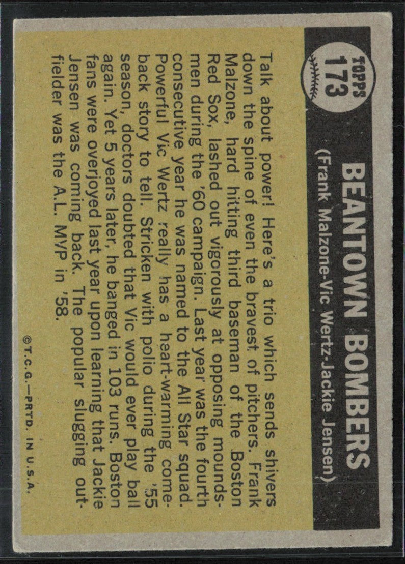 Beantown Bombers 1961 Topps #173.0 Boston Red Sox