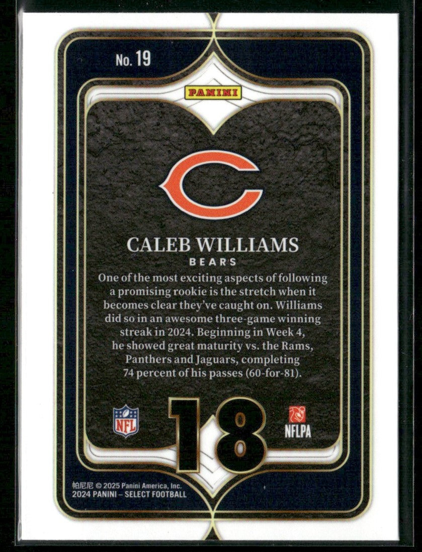 Caleb Williams 2024 Panini Select Numbers RC #19 Chicago Bears