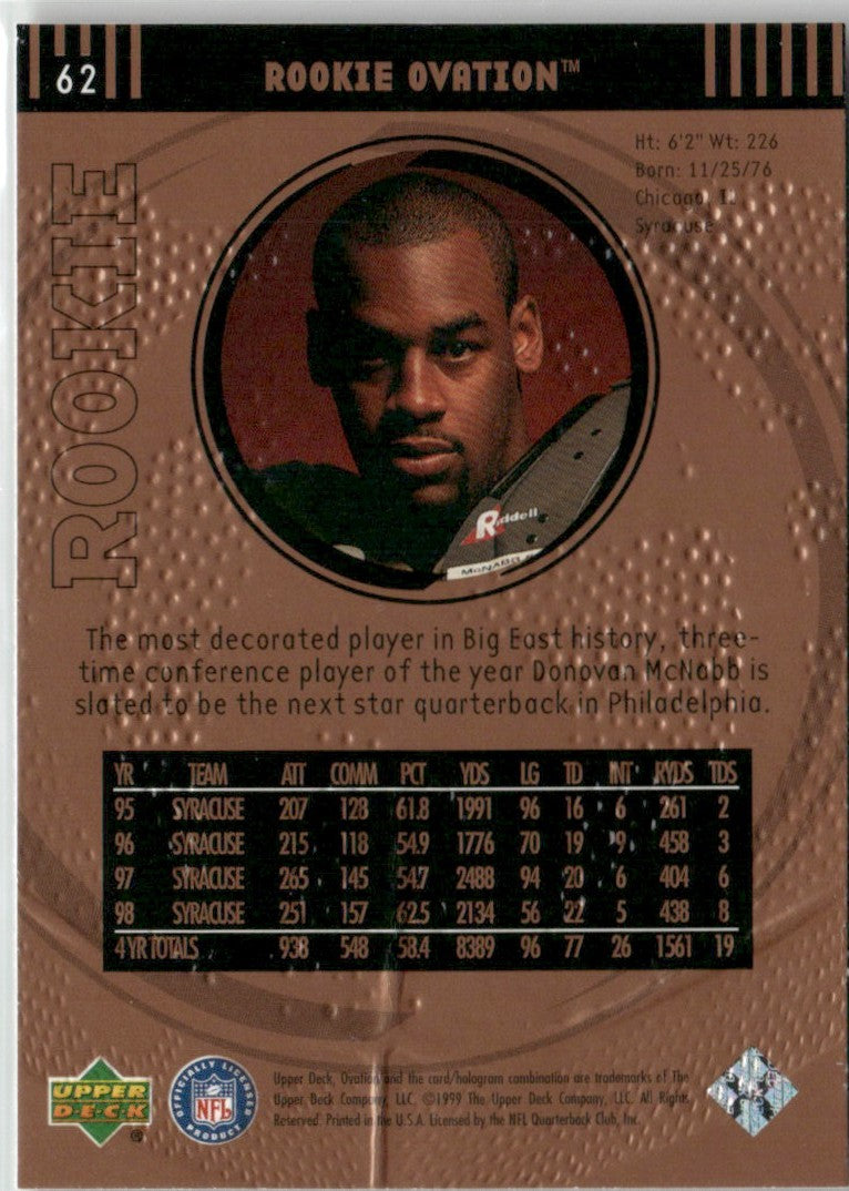 Donovan McNabb 1999 Upper Deck Ovation RC #62 Philadelphia Eagles
