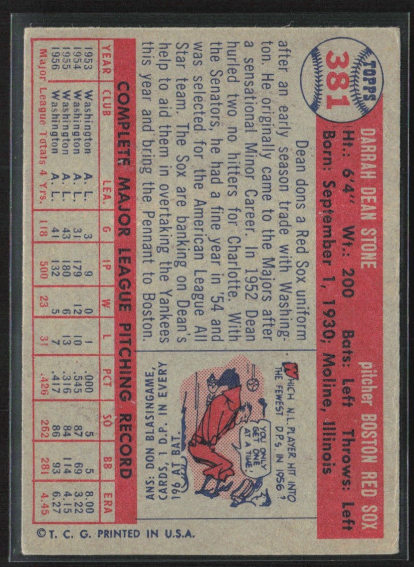 Dean Stone 1957 Topps #381 Boston Red Sox