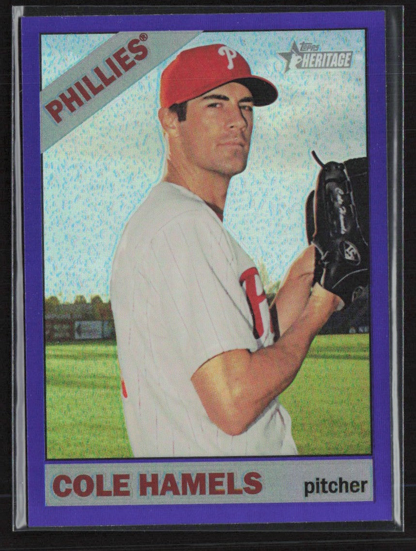 Cole Hamels 2015 Topps Heritage Chrome Purple Refractor #THC-490