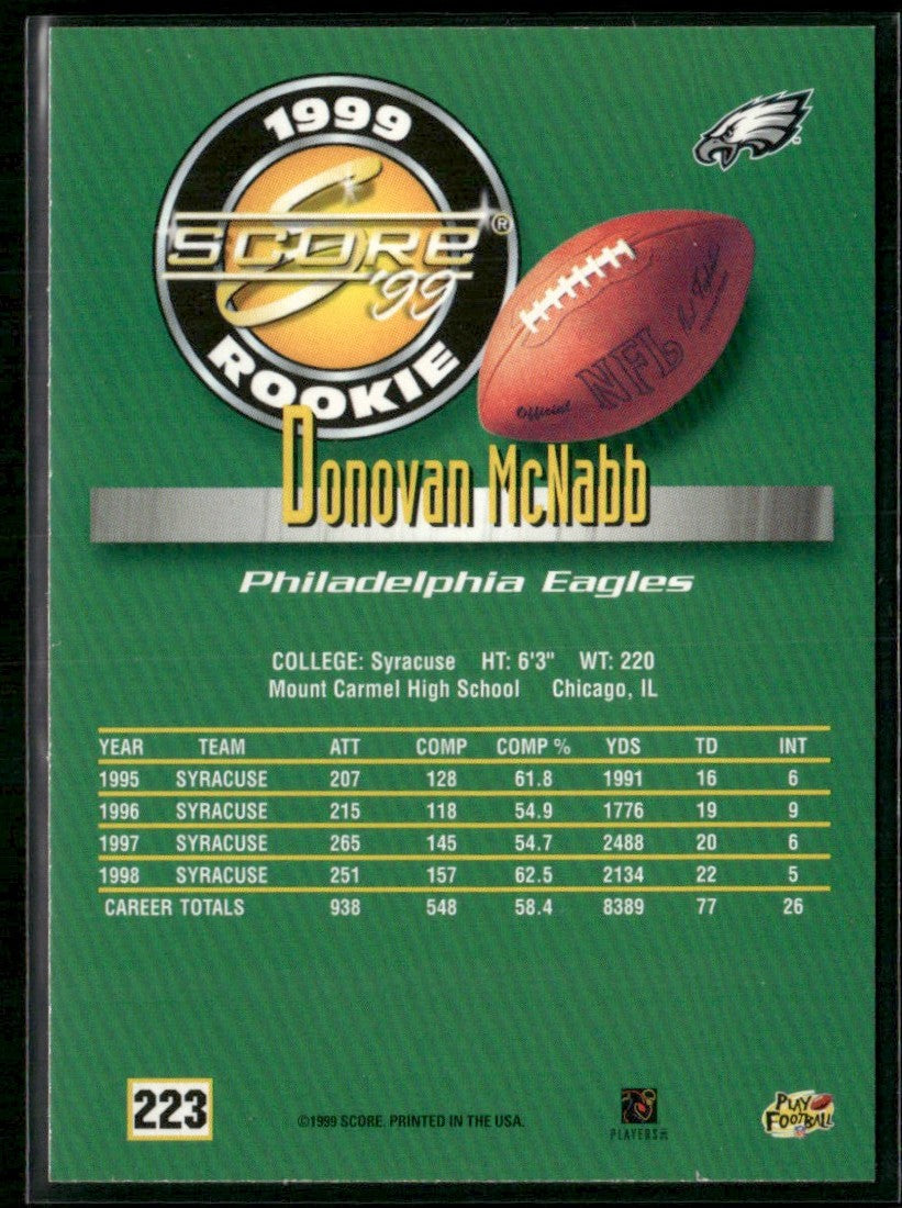 Donovan McNabb 1999 Score RC #223 Philadelphia Eagles