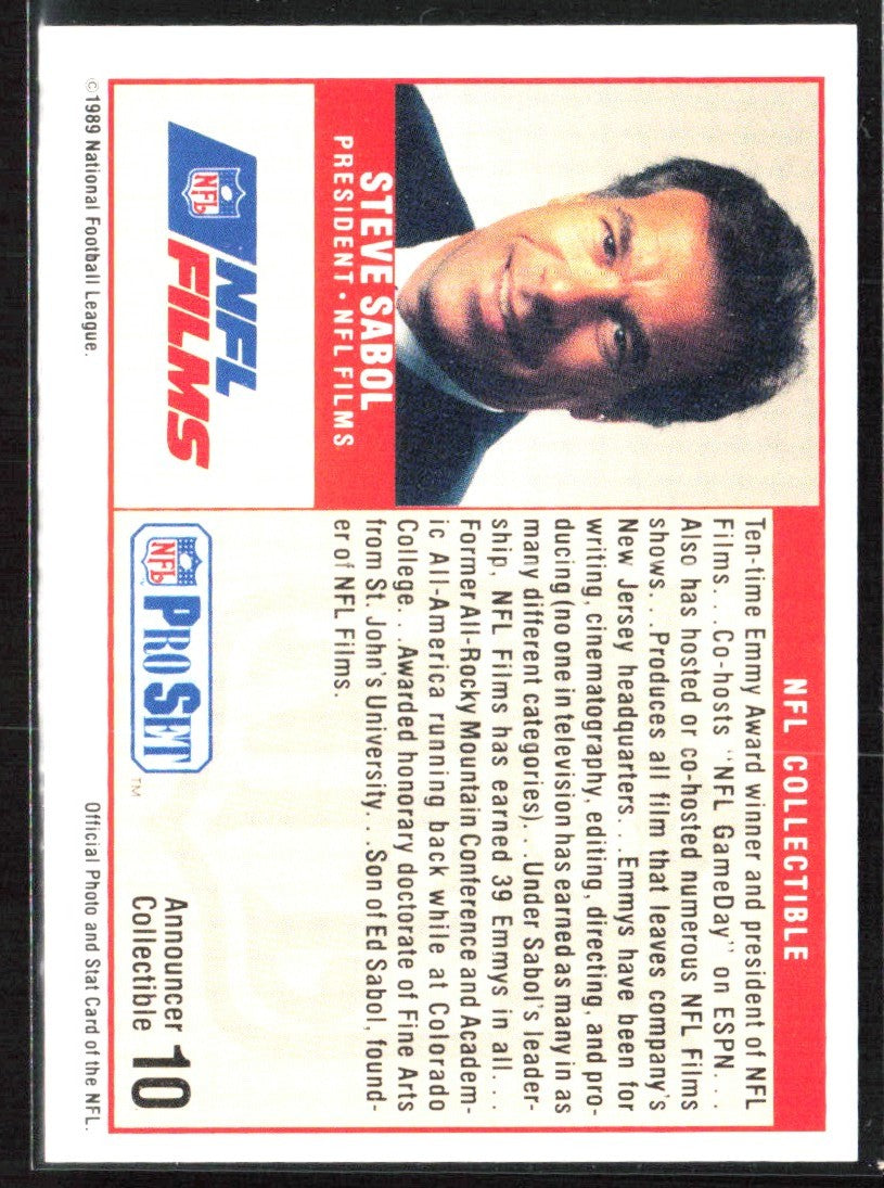 Steve Sabol 1989 Pro Set Announcers #10