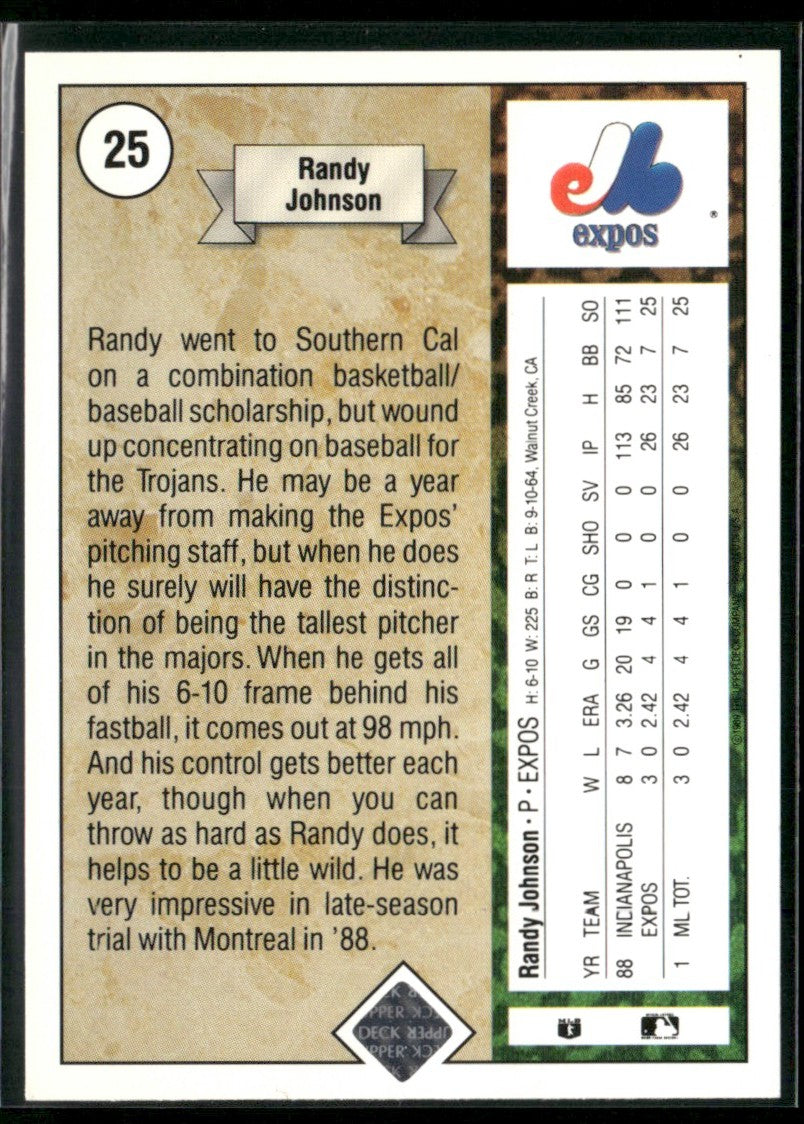 Randy Johnson 1989 Upper Deck RC #25 Montreal Expos