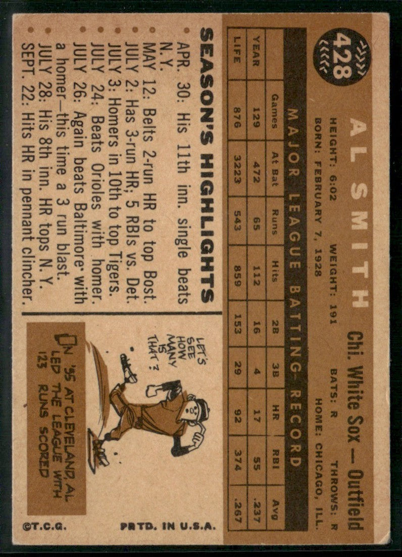Al Smith 1960 Topps #428 Chicago White Sox