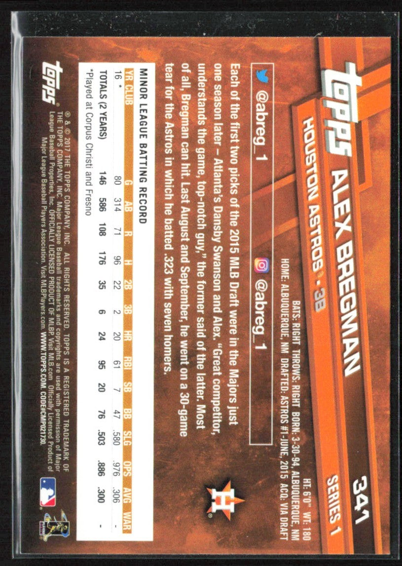 Alex Bregman 2017 Topps RC #341 Houston Astros