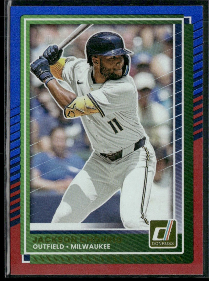 Jackson Chourio 2025 Panini Donruss Red and Blue #99 Milwaukee Brewers