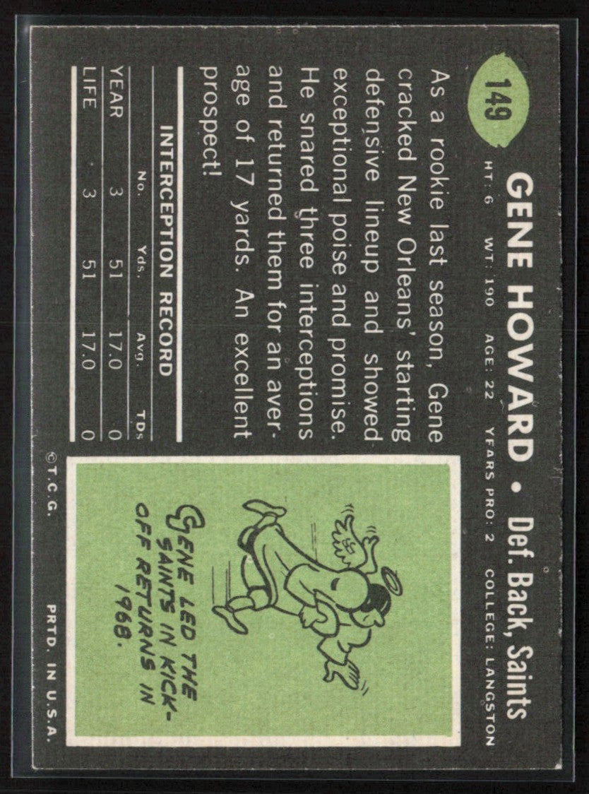 Gene Howard 1969 Topps RC #149 New Orleans Saints