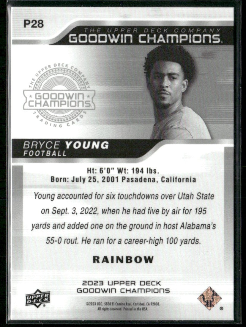 Bryce Young 2023 Upper Deck Goodwin Champions Rainbow #P28