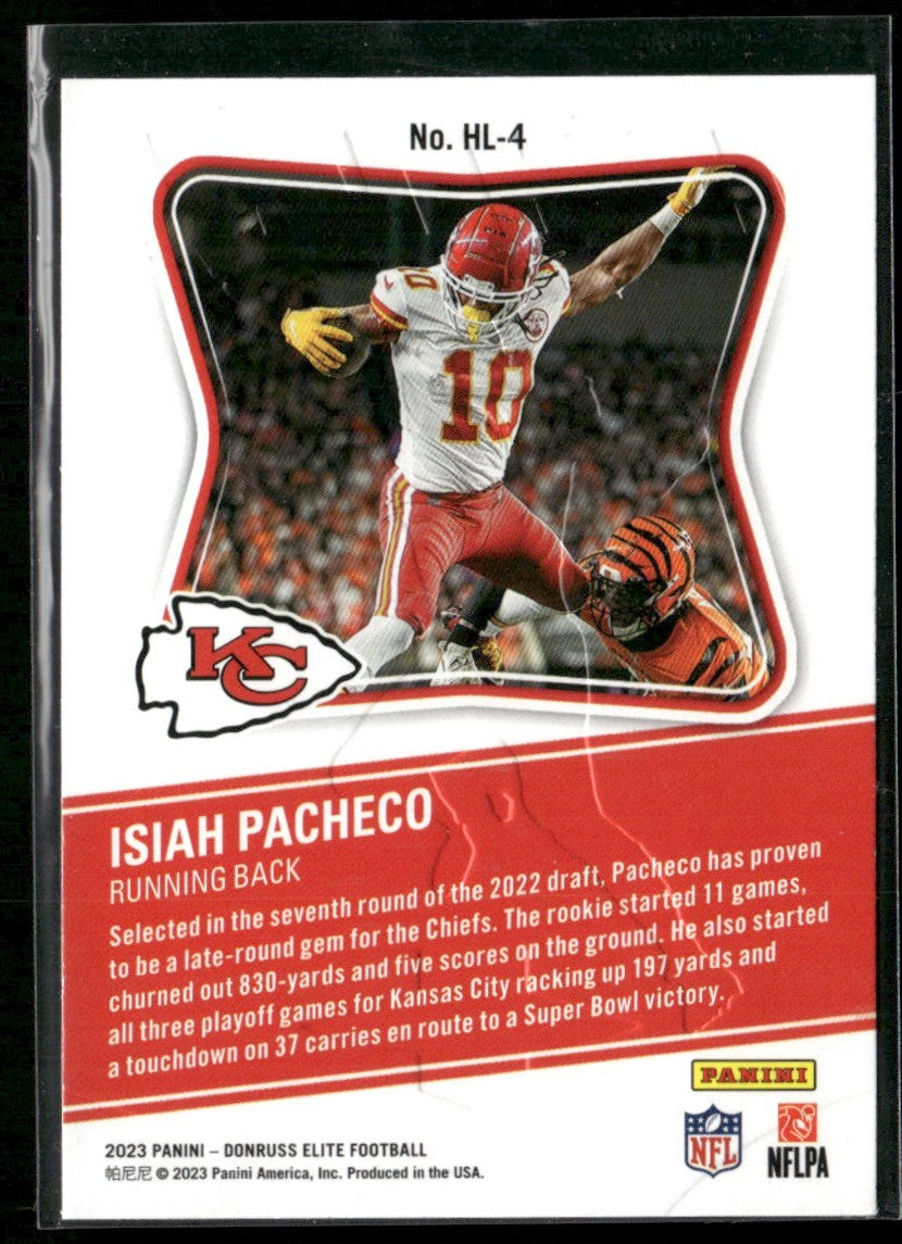 Isiah Pacheco 2023 Donruss Elite High Life #HL-4 Kansas City Chiefs