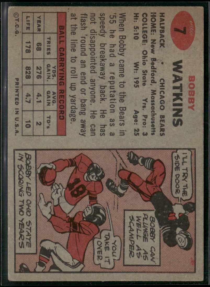Bobby Watkins 1957 Topps #7 Chicago Bears