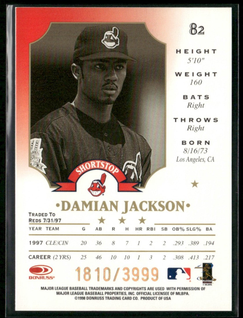 Damian Jackson 1998 Leaf Fractal Foundations /3999 #82 Cleveland Indians