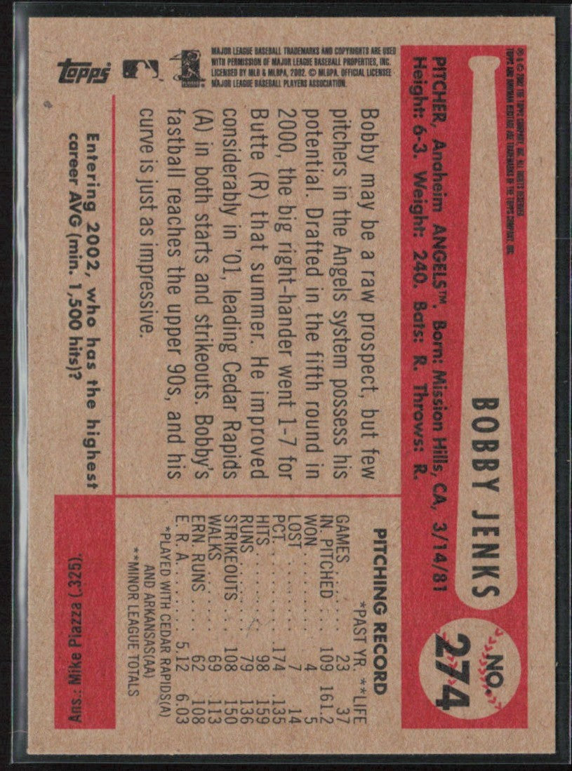 Bobby Jenks 2002 Bowman Heritage Black Box #274 Los Angeles Angels
