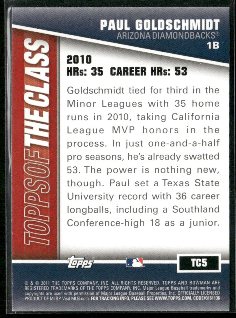 Paul Goldschmidt 2011 Bowman Topps of the Class #TC5 Arizona Diamondbacks