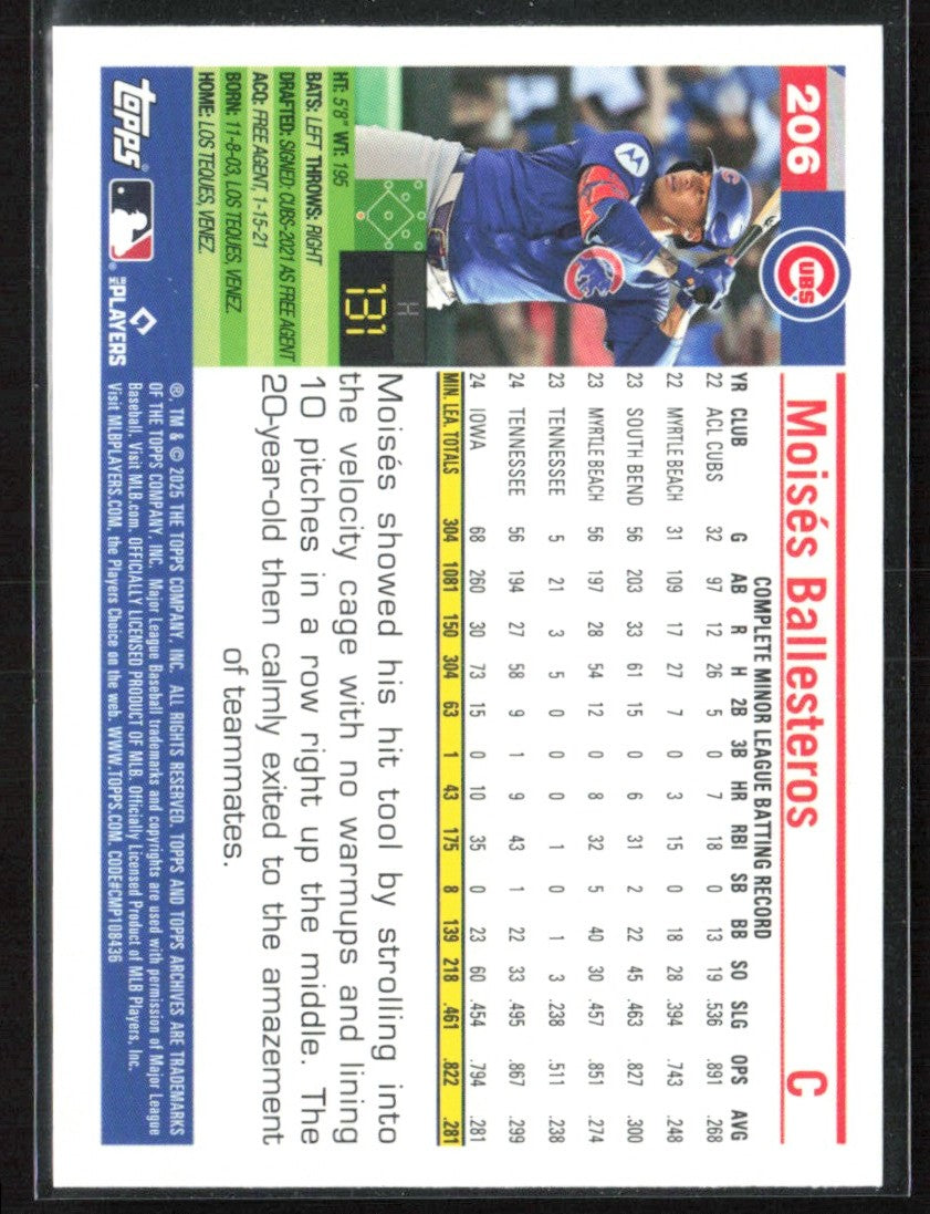 Moises Ballesteros 2025 Topps Archives RC #206 Chicago Cubs
