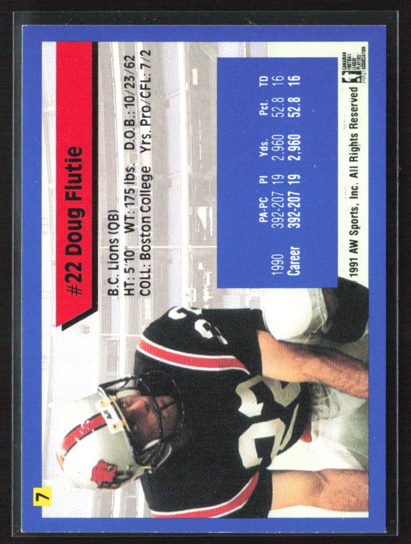 Doug Flutie 1991 All World CFL #7 British Columbia Lions