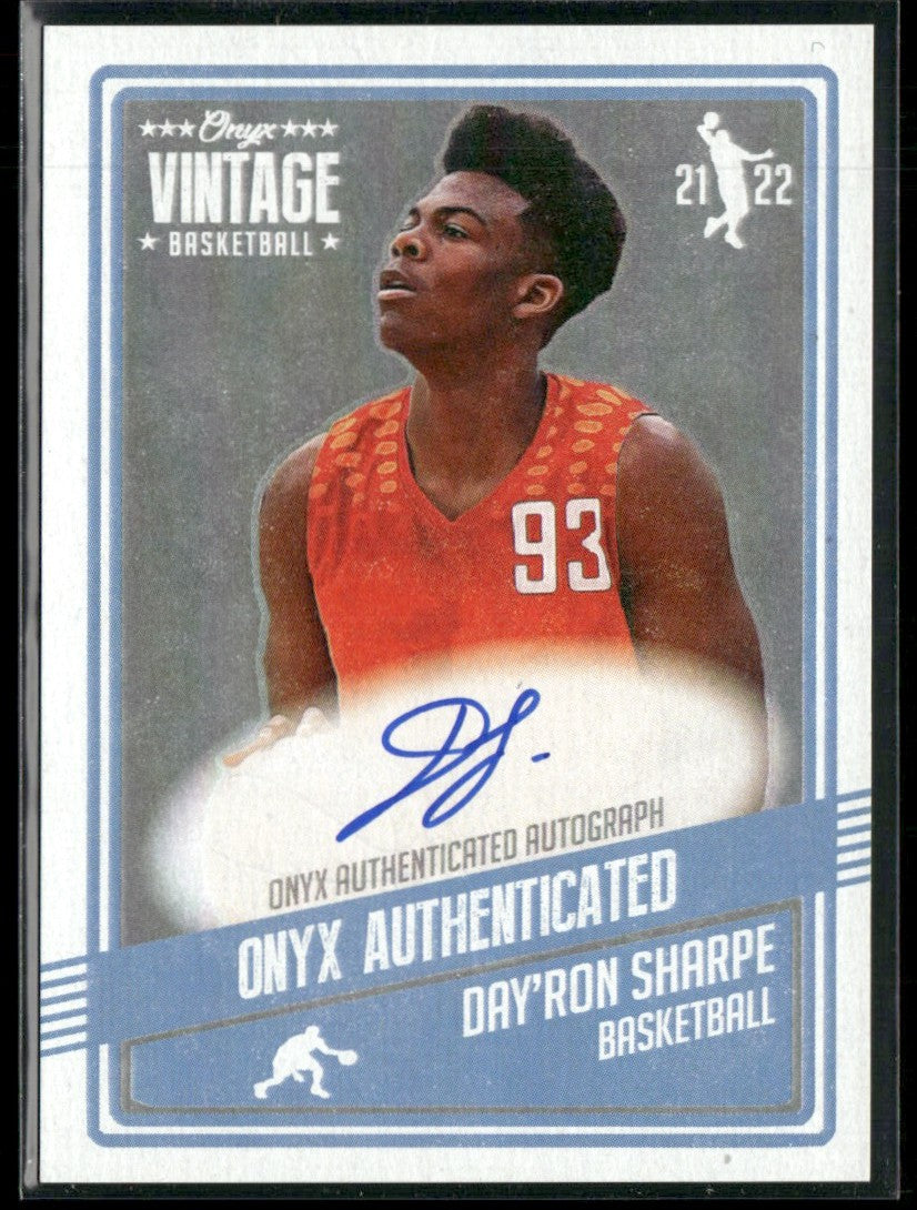Day'Ron Sharpe 2021 Onyx Vintage AUTO #VADS University of North Carolina