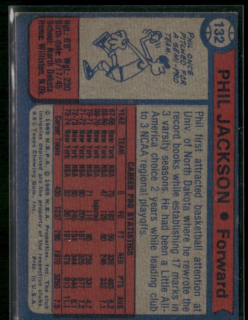 Phil Jackson 1974 Topps #132 New York Knicks