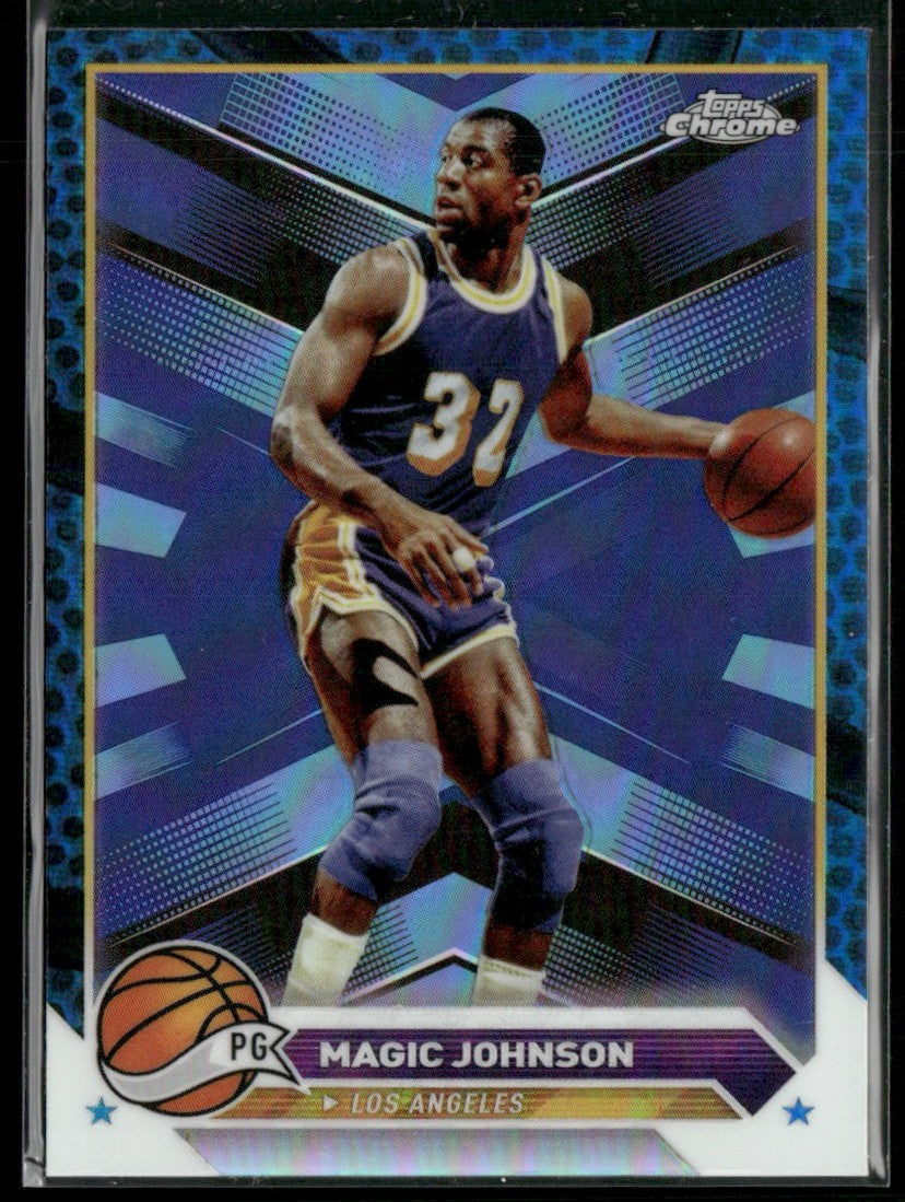Magic Johnson 2023 Topps Chrome Blue Basketball Refractor #97 Los Angeles Lakers