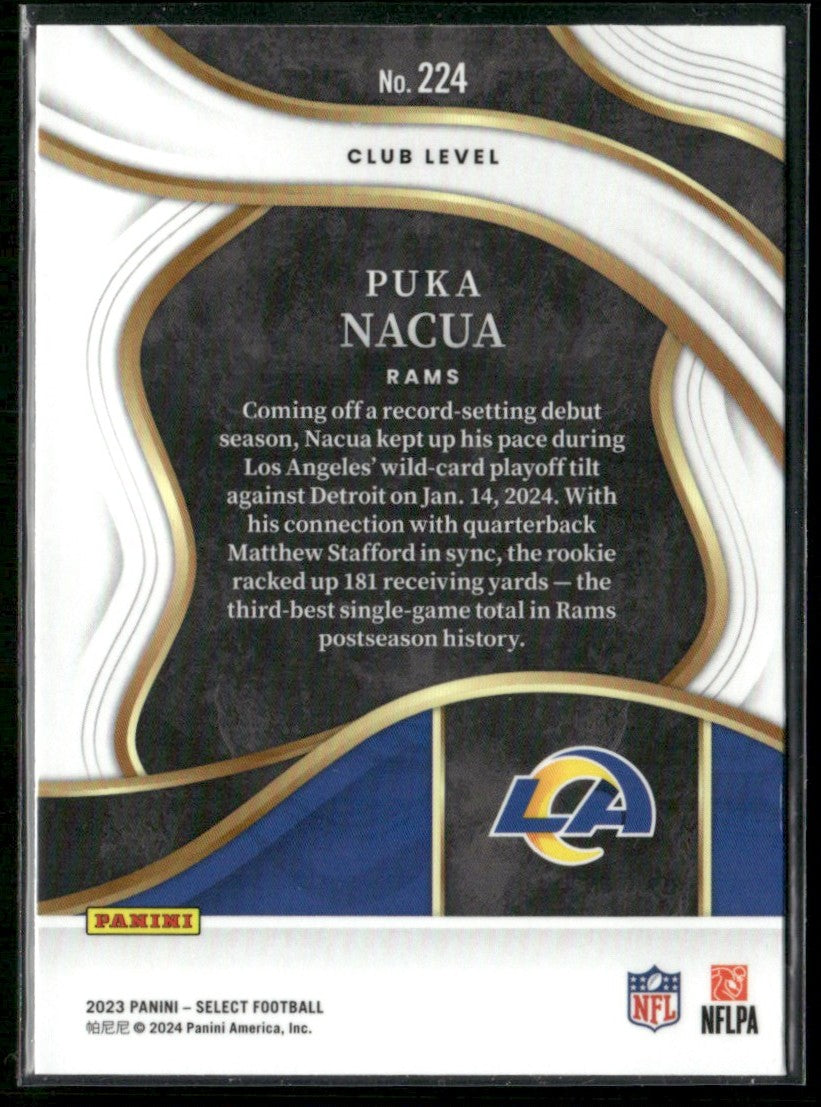 Puka Nacua 2023 Panini Select Club RC #224 Los Angeles Rams