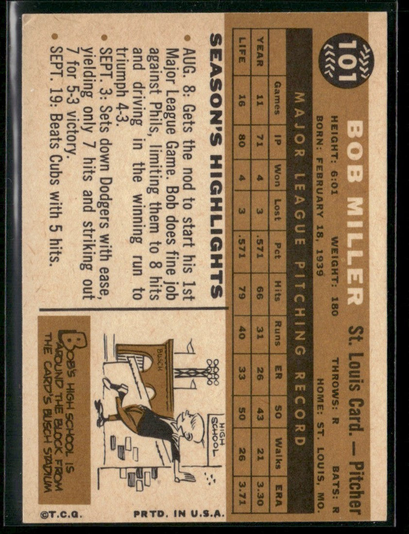 Bob Miller 1960 Topps RC #101 St. Louis Cardinals