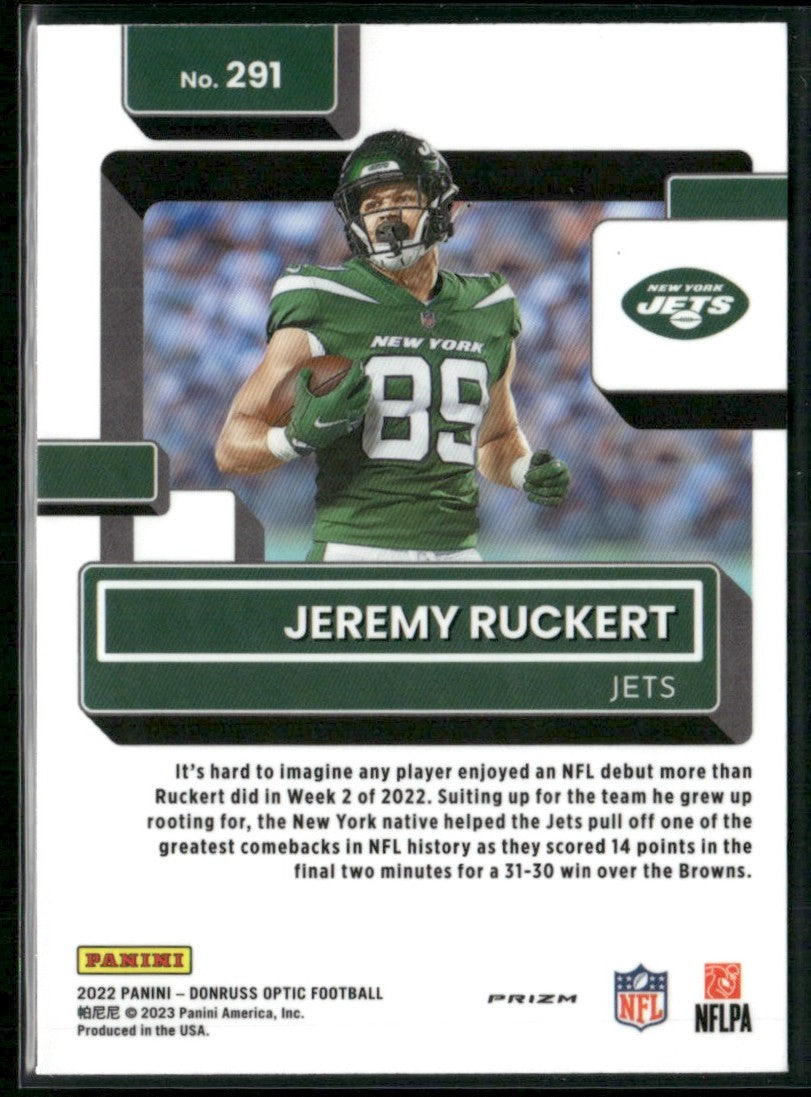Jeremy Ruckert 2022 Donruss Optic Stars Prizm RC #291 New York Jets