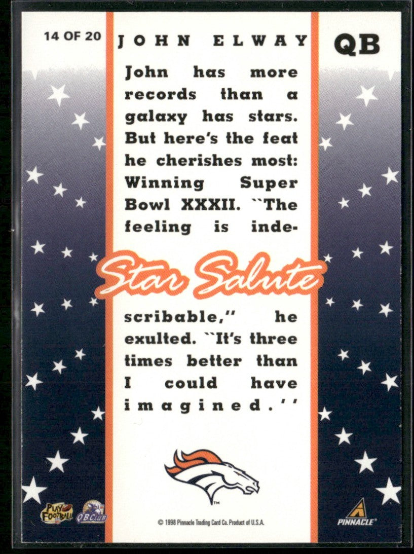 John Elway 1998 Score Star Salute #14 Denver Broncos