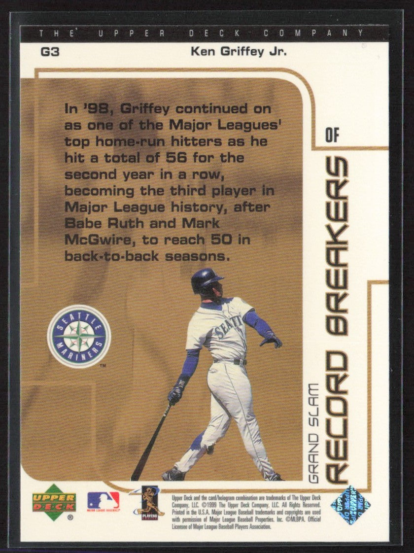 Ken Griffey Jr. 1999 Upper Deck Grand Slam Record Breakers #G3 Seattle Mariners