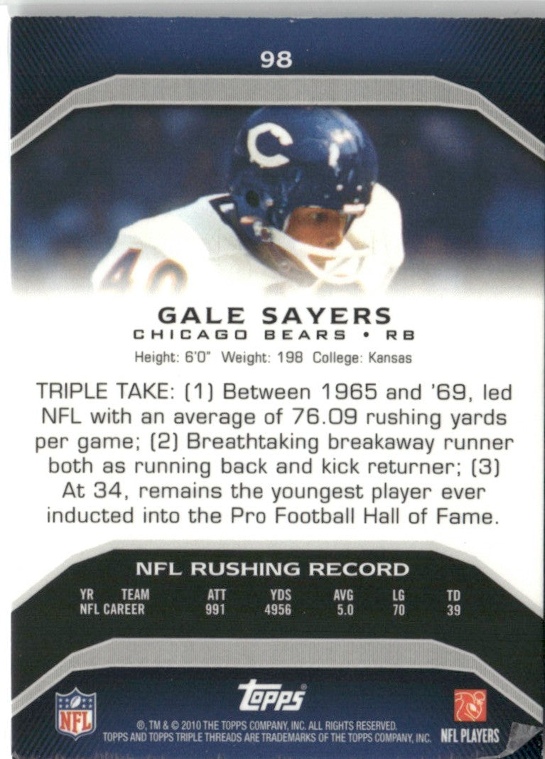 Gale Sayers 2010 Topps Triple Threads /1350 #98 Chicago Bears