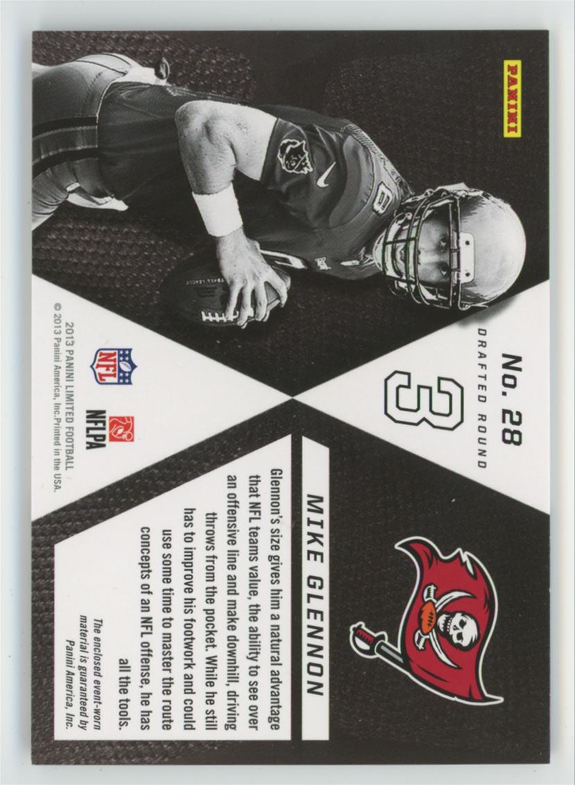 Mike Glennon 2013 Panini Limited RC /199 Jersey #28 Tampa Bay Buccaneers