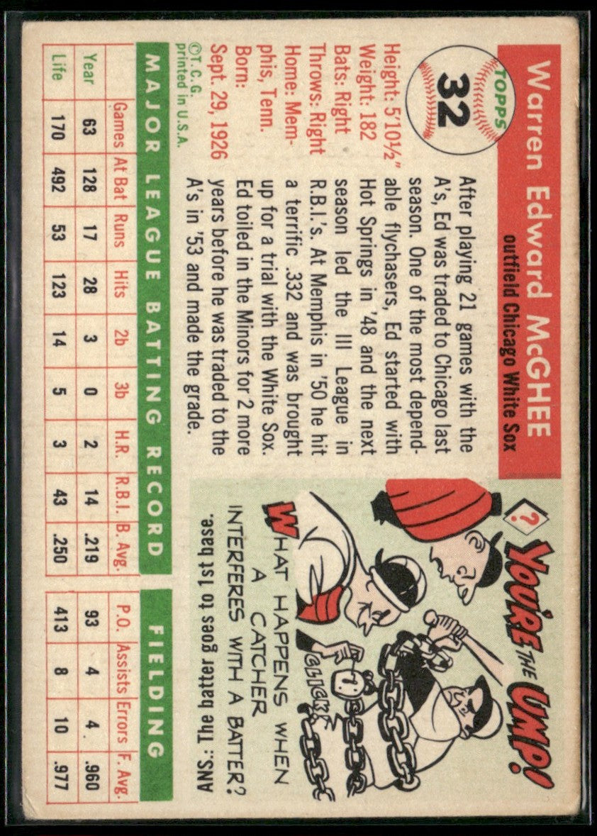 Ed McGhee 1955 Topps #32 Chicago White Sox