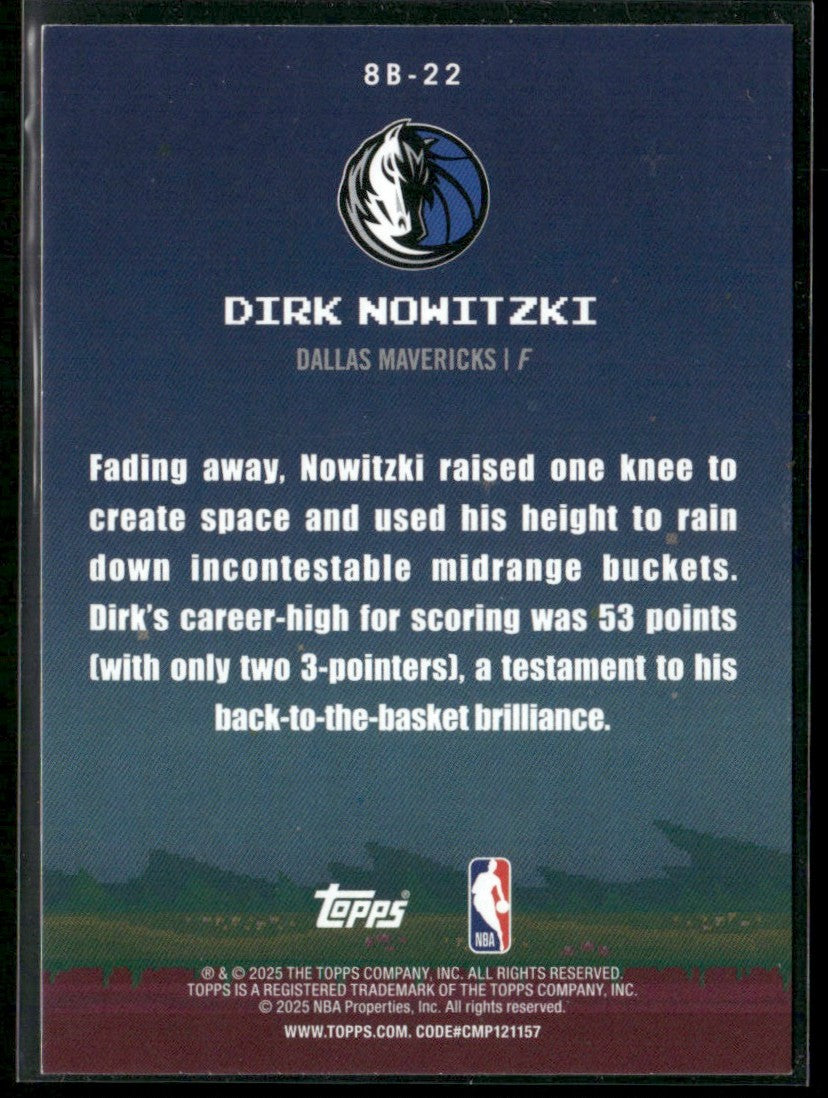 Dirk Nowitzki 2025 Topps 8-Bit Ballers Holo Foil #8B-22 Dallas Mavericks