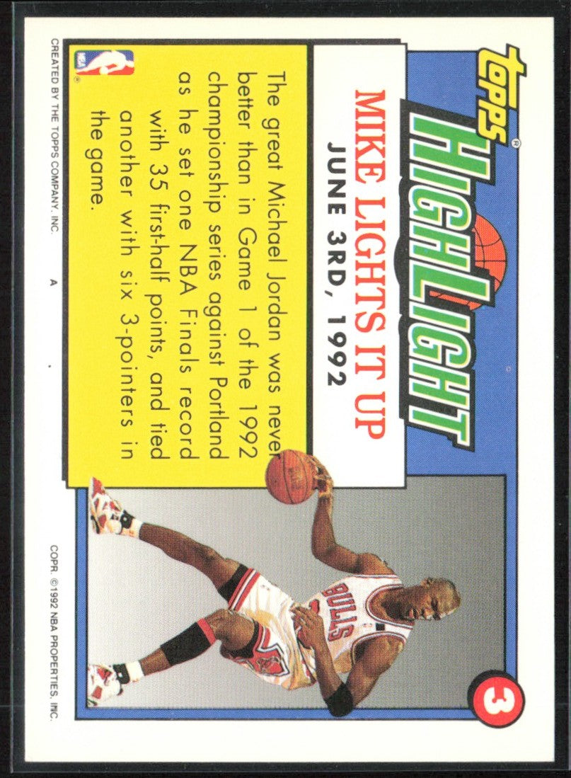 Michael Jordan 1992 Topps #3 Chicago Bulls