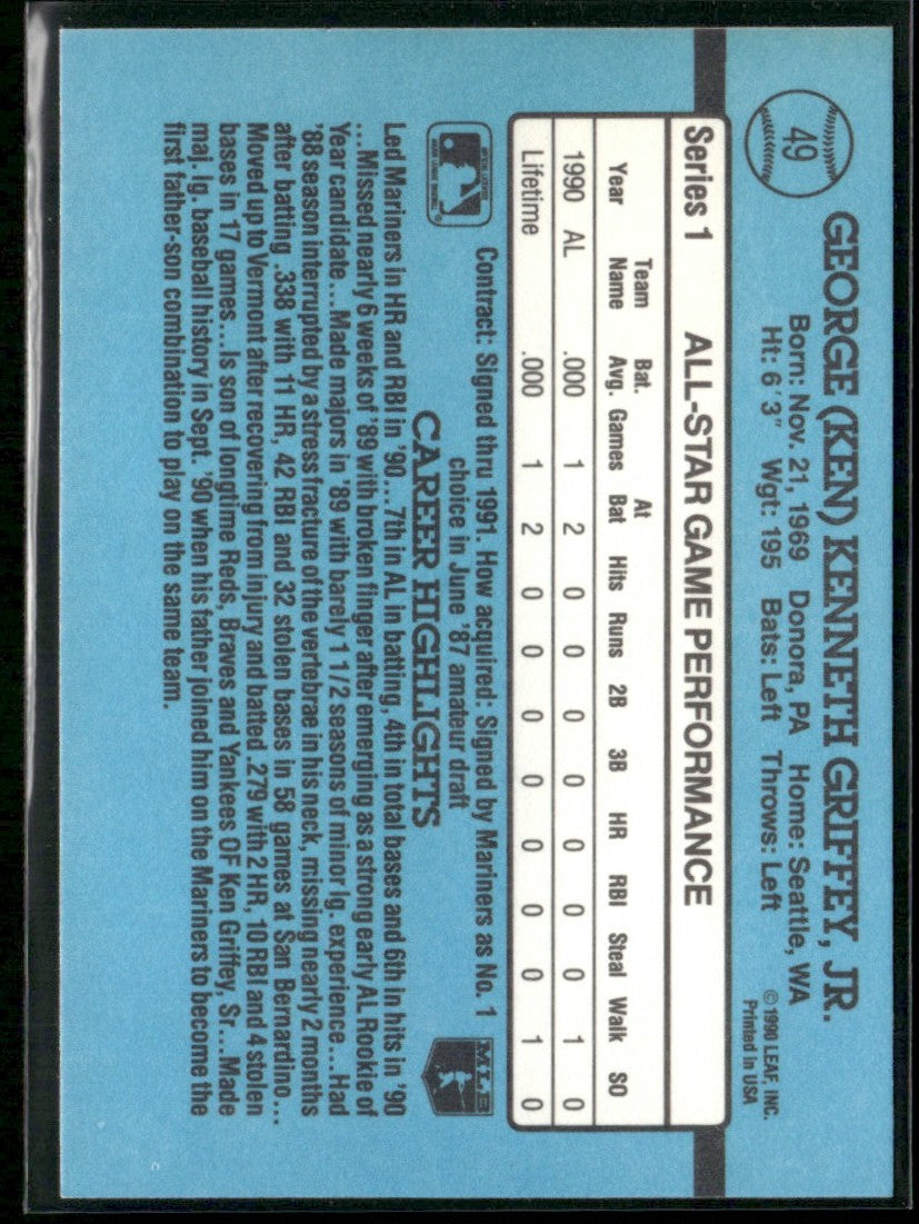 Ken Griffey Jr. 1991 Donruss #49 Seattle Mariners