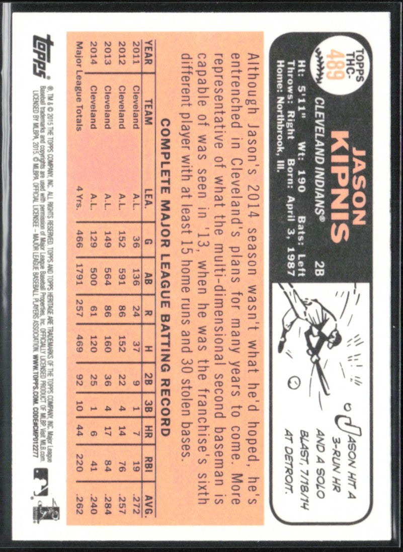 Jason Kipnis 2015 Topps Heritage Chrome Foil #THC-489 Cleveland Indians
