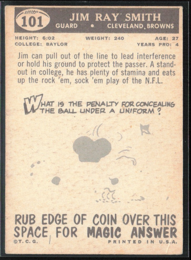 Jim Ray Smith 1959 Topps RC #101 Cleveland Browns