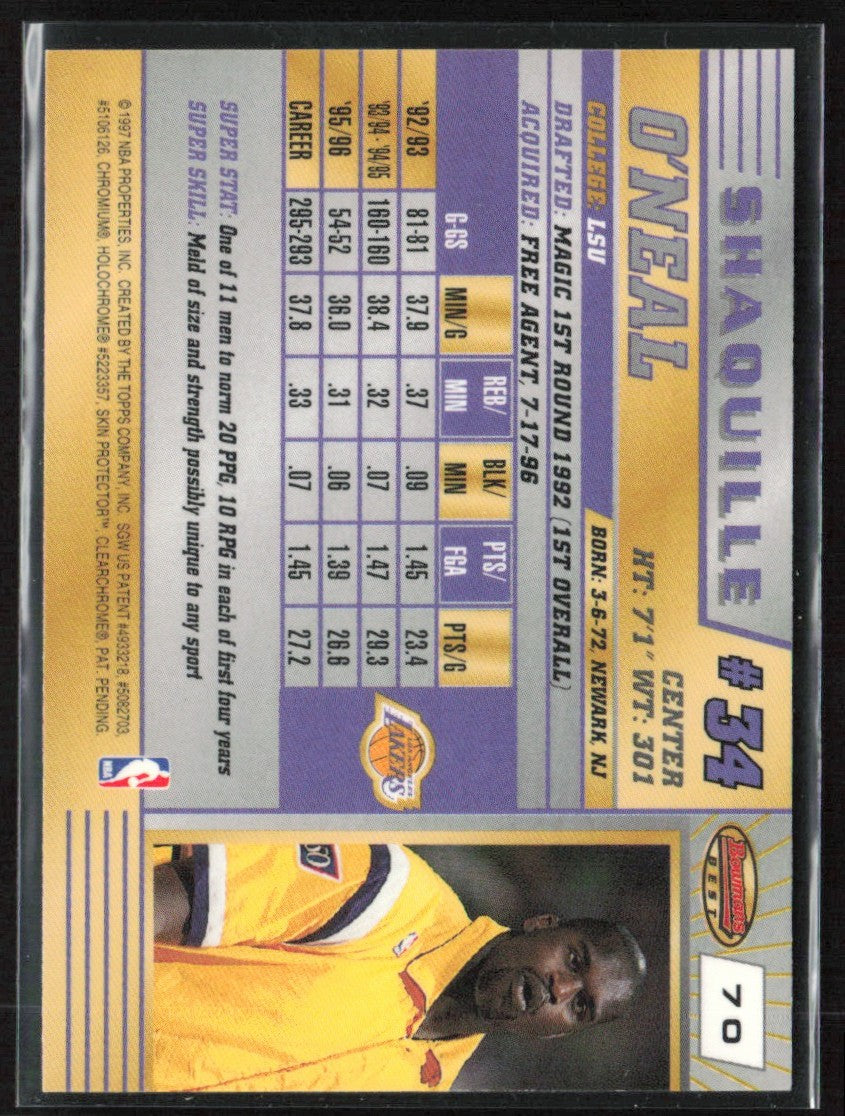 Shaquille O'Neal 1996 Bowman's Best #70 Los Angeles Lakers