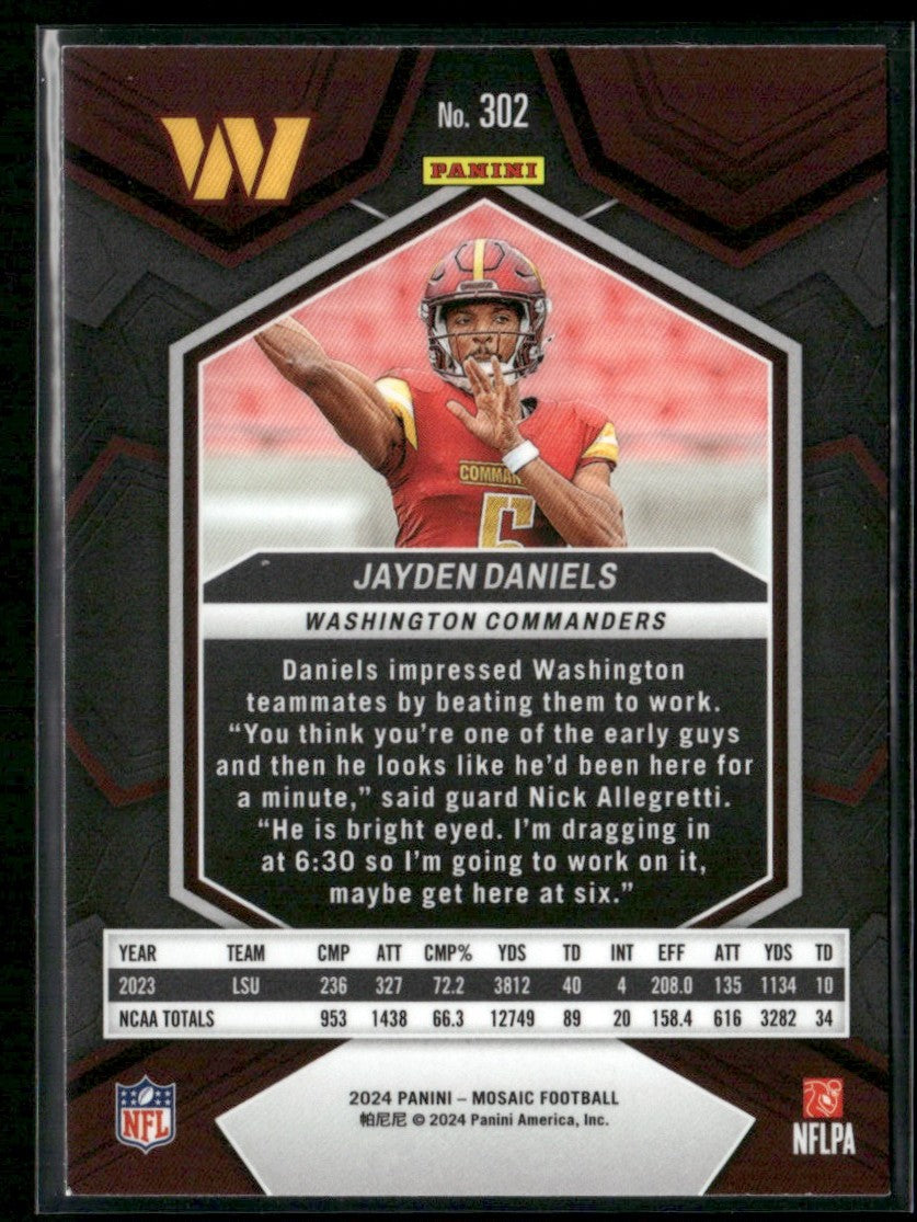 Jayden Daniels 2024 Panini Mosaic RC #302 Washington Commanders