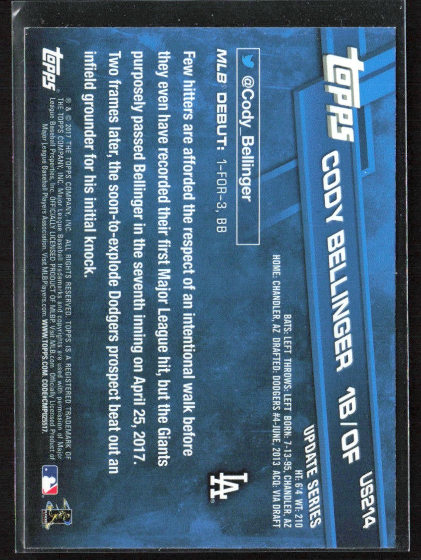 Cody Bellinger 2017 Topps Update RC #US214 Los Angeles Dodgers
