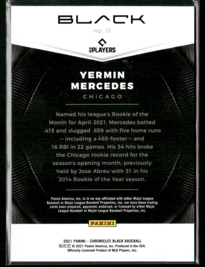 Yermin Mercedes 2021 Panini Chronicles Black Red RC /199 #11 Chicago White Sox