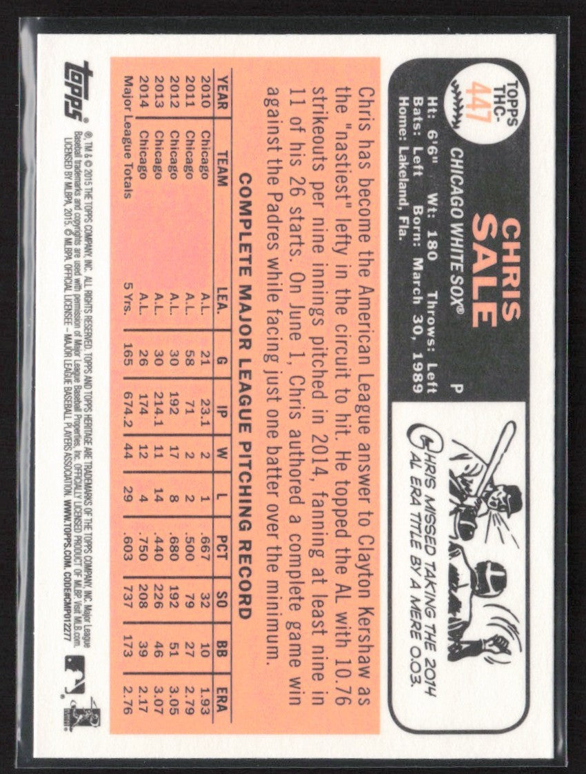 Chris Sale 2015 Topps Heritage Retail Foil #THC-447 Chicago White Sox