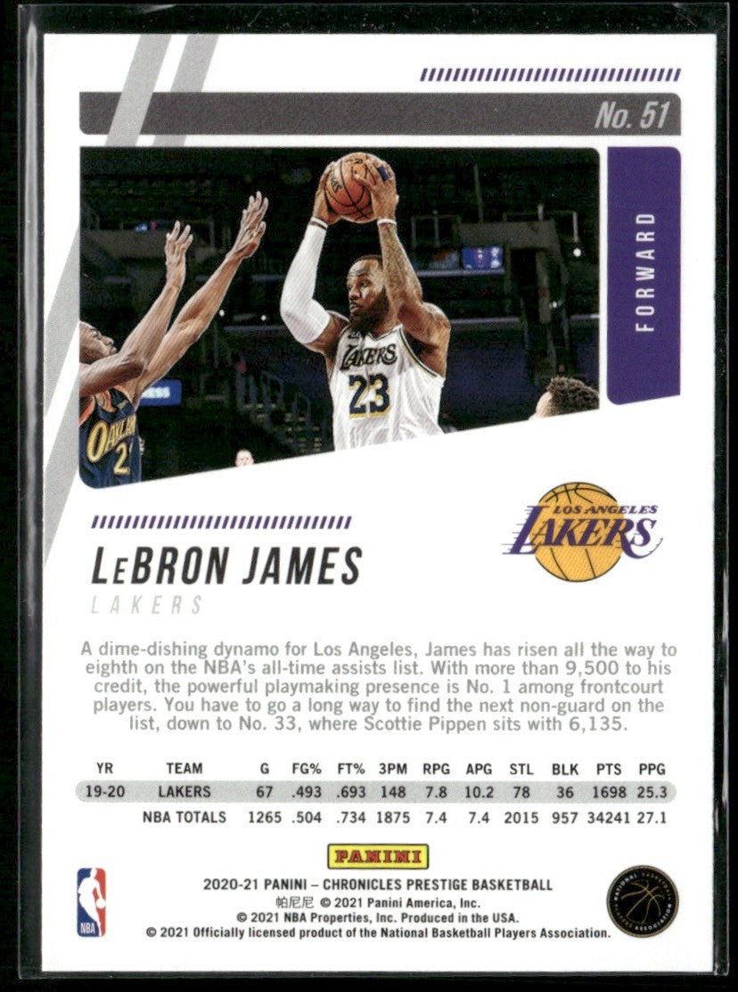LeBron James 2020 Panini Chronicles Prestige #51 Los Angeles Lakers