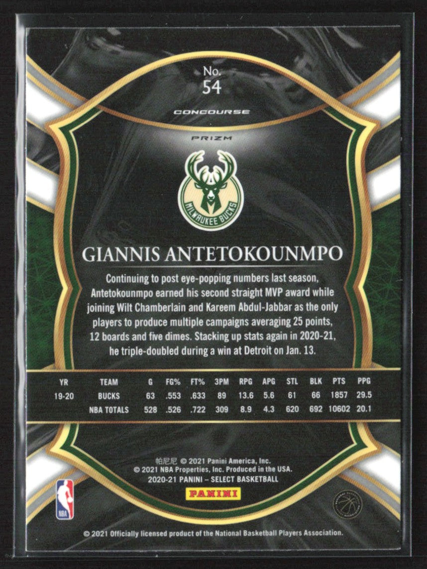 Giannis Antetokounmpo 2020 Panini Select Concourse Red White & Orange Shimmer