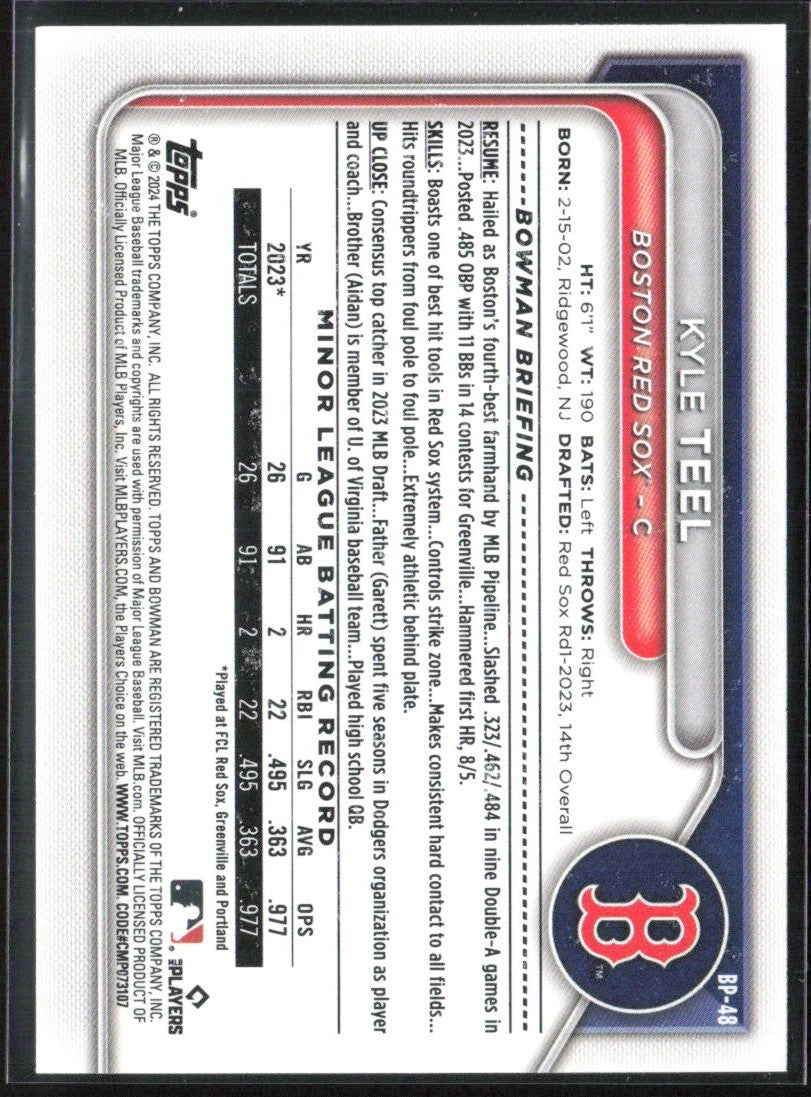 Kyle Teel 2024 Bowman #BP-48 Boston Red Sox